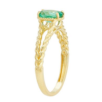 10k Gold Emerald Twist Ring