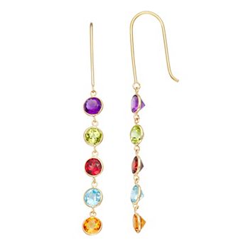 Tiara 10k Gold Multi Gemstone Drop Earrings
