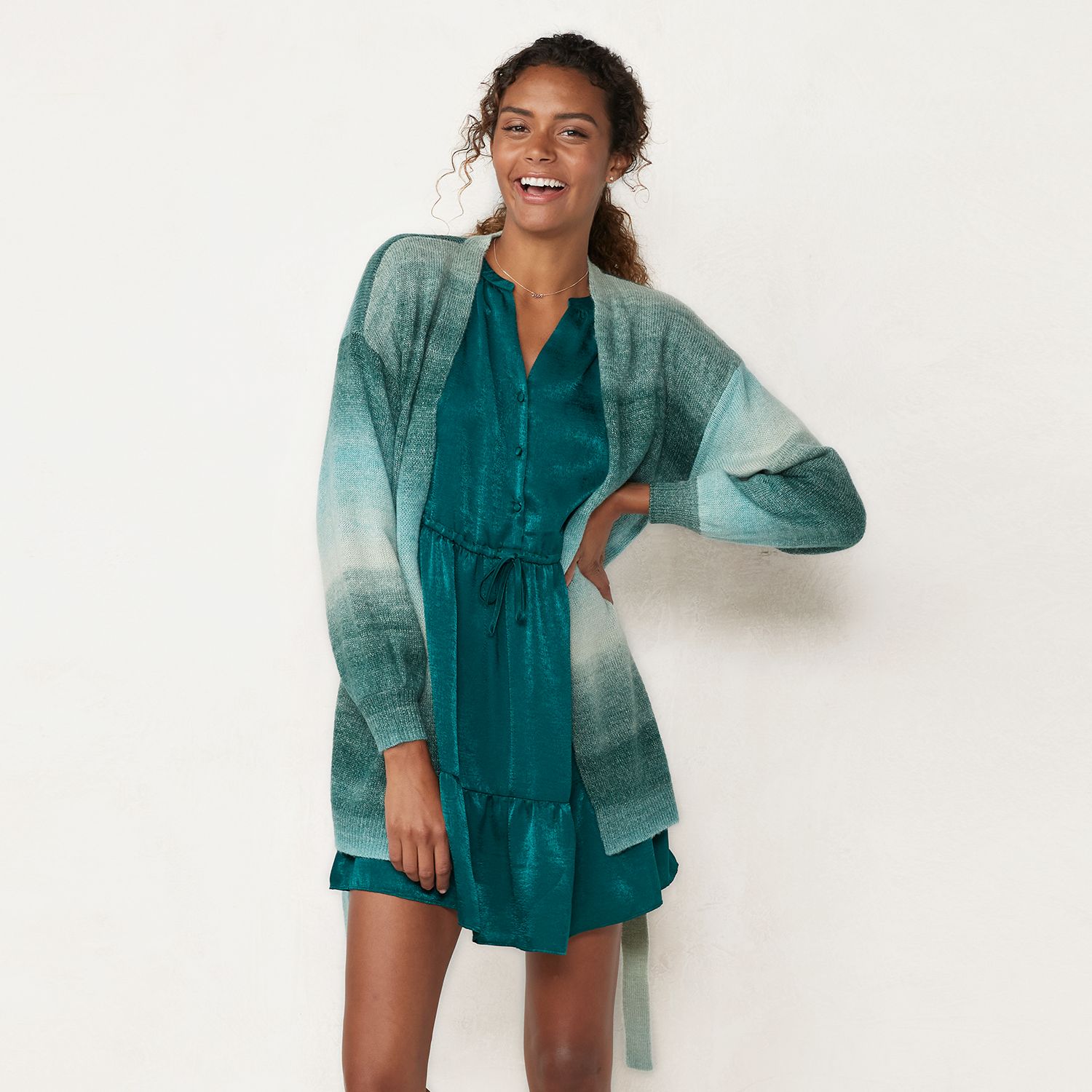 petite green cardigan