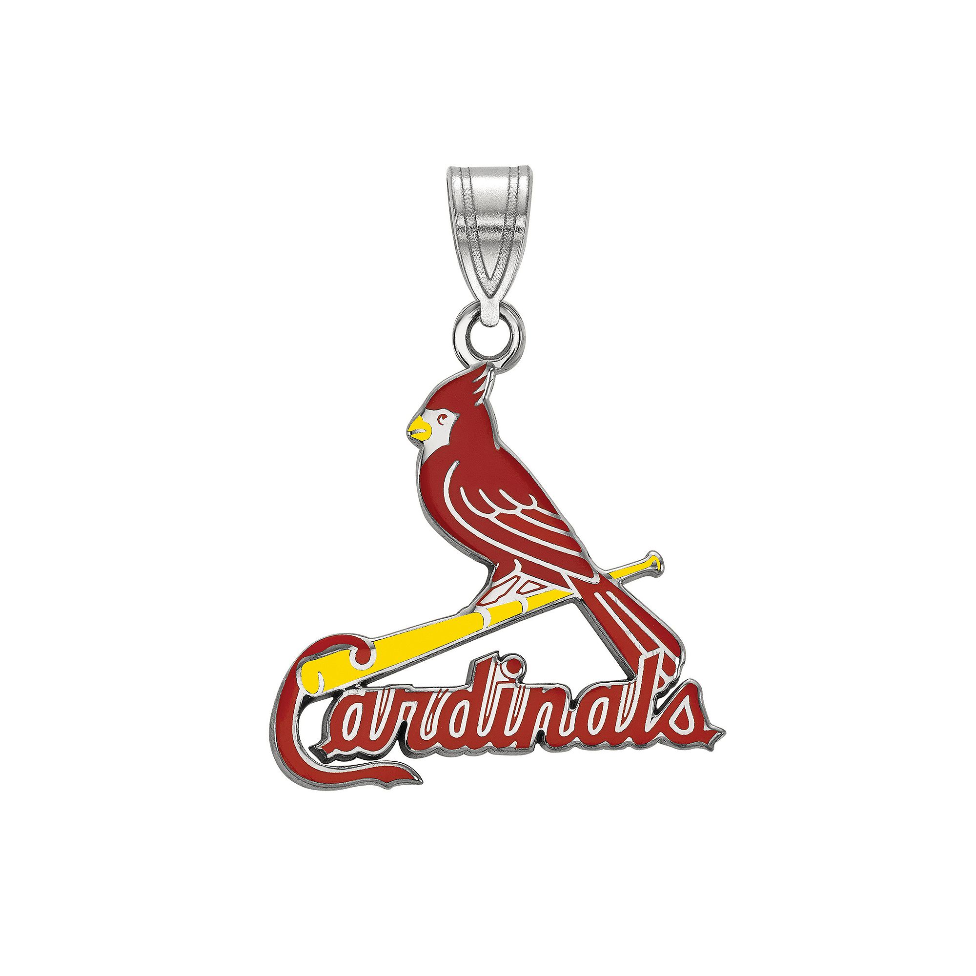 LogoArt Sterling Silver St. Louis Cardinals Large Enameled Pendant, Womens