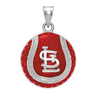 LogoArt Sterling Silver St. Louis Cardinals Enameled Baseball Cap Pendant