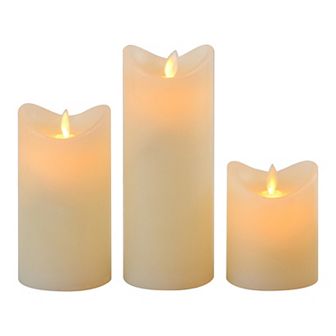 LumaBase Battery Operated LED Wax Candles with Moving Flame 3 pc Set