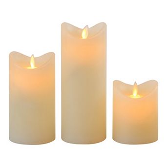 LumaBase Battery Operated LED Wax Candles with Moving Flame 3 pc Set
