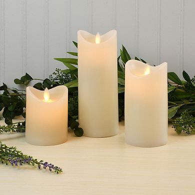 LumaBase Battery Operated LED Wax Candles with Moving Flame 3-piece Set