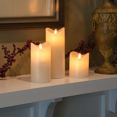 LumaBase Battery Operated LED Wax Candles with Moving Flame 3-piece Set