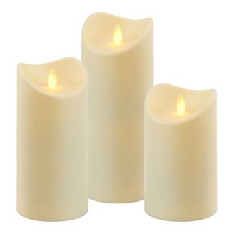 LumaBase Battery Operated Resin LED Moving Flame Pillar 3 pc Set