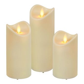 LumaBase Battery Operated Weatherproof LED Moving Flame Pillar 3 pc Set