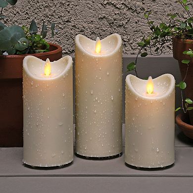 LumaBase Battery Operated Weatherproof LED Moving Flame Pillar 3-piece Set