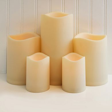 LumaBase Battery Operated LED Resin Pillar Candles with Remote Control 5-piece Set