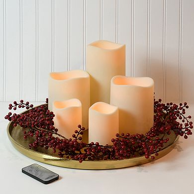 LumaBase Battery Operated LED Resin Pillar Candles with Remote Control 5-piece Set
