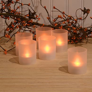 LumaBase Battery Operated LED Votives with Timer - Orange Battery 6-piece Set