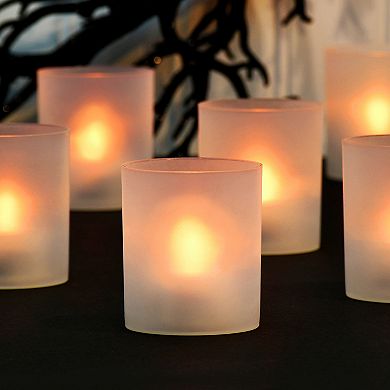 LumaBase Battery Operated LED Votives with Timer - Orange Battery 6-piece Set