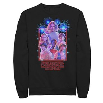 Men's Netflix Stranger Things Group Shot Fireworks Poster Sweatshirt