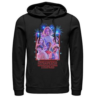 Men's Netflix Stranger Things Group Shot Fireworks Poster Hoodie