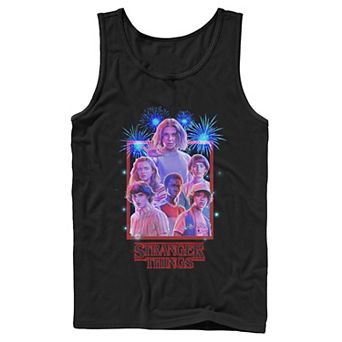 Men's Netflix Stranger Things Group Shot Fireworks Poster Tank Top