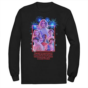 Men's Netflix Stranger Things Group Shot Fireworks Poster Tee