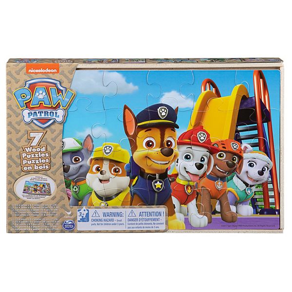 Paw Patrol 7 Wood Puzzles In Wooden Storage Box Brand New 