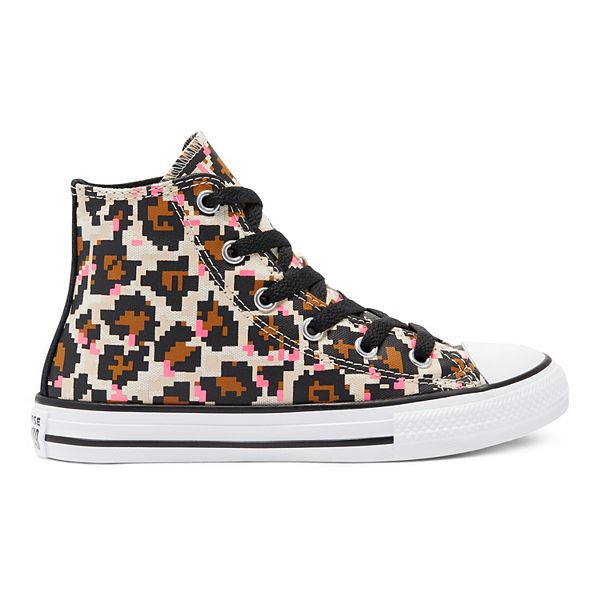 Girls Converse Chuck Taylor All Star Pixelated Archive Leopard High Top Shoes