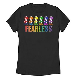 Juniors' Super Mario Pride Yoshi Fearless Rainbow Line Up Tee
