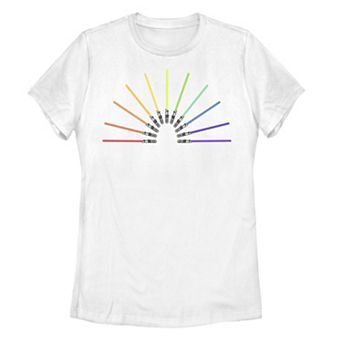 Juniors' Star Wars Pride Rainbow Lightsabers Tee