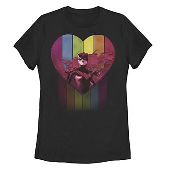 Juniors' DC Comics Pride Batwoman Rainbow Heart Tee