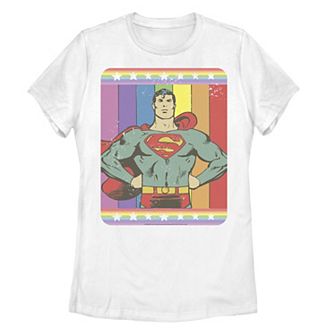 Juniors' DC Comics Pride Superman Rainbow Flag Tee