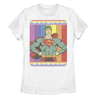 Juniors' DC Comics Pride Superman Rainbow Flag Tee