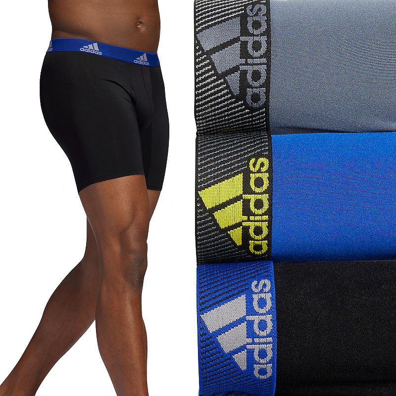 Mens adidas Performance 3-Pack Long Boxer Briefs, Size: Small, Black