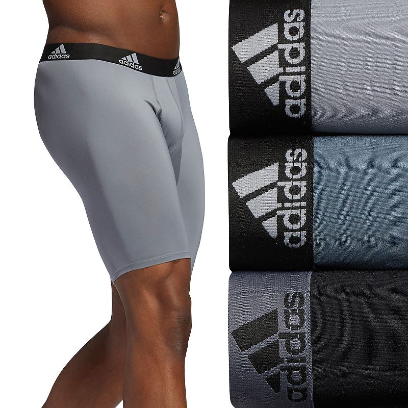 Mens adidas Performance 3-Pack Long Boxer Briefs, Size: XL, Med Grey