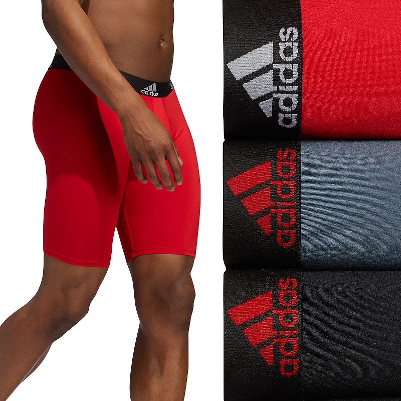 Mens adidas Performance 3-Pack Long Boxer Briefs, Size: XL, Med Red
