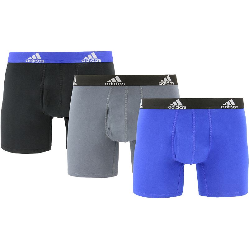 Mens Big & Tall adidas Stretch Cotton 3-Pack Boxer Briefs, Size: XXL, Med 