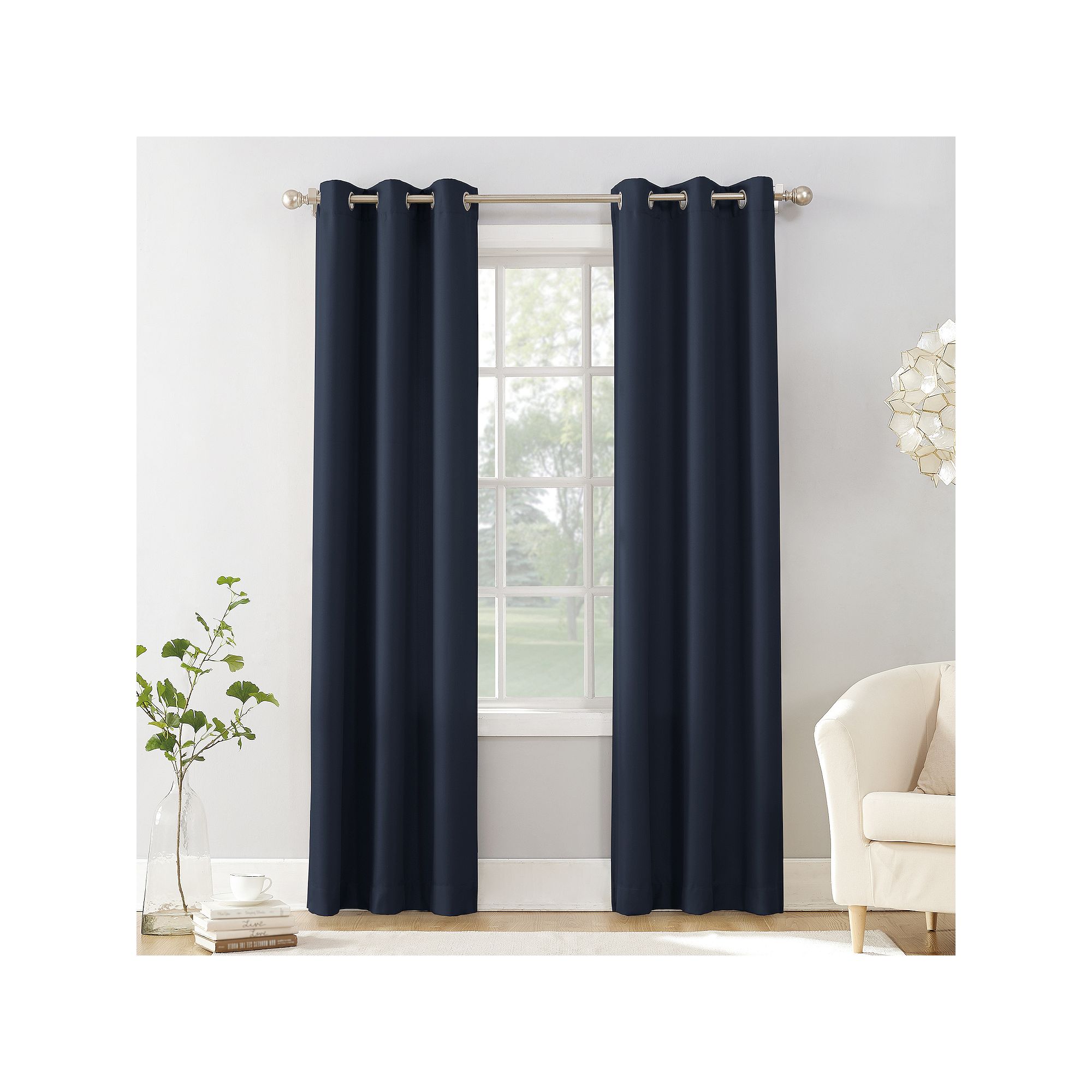 No. 918 Sora Casual Textured Semi-Sheer Grommet Window Curtain, Blue SKU:867393 sku 867393