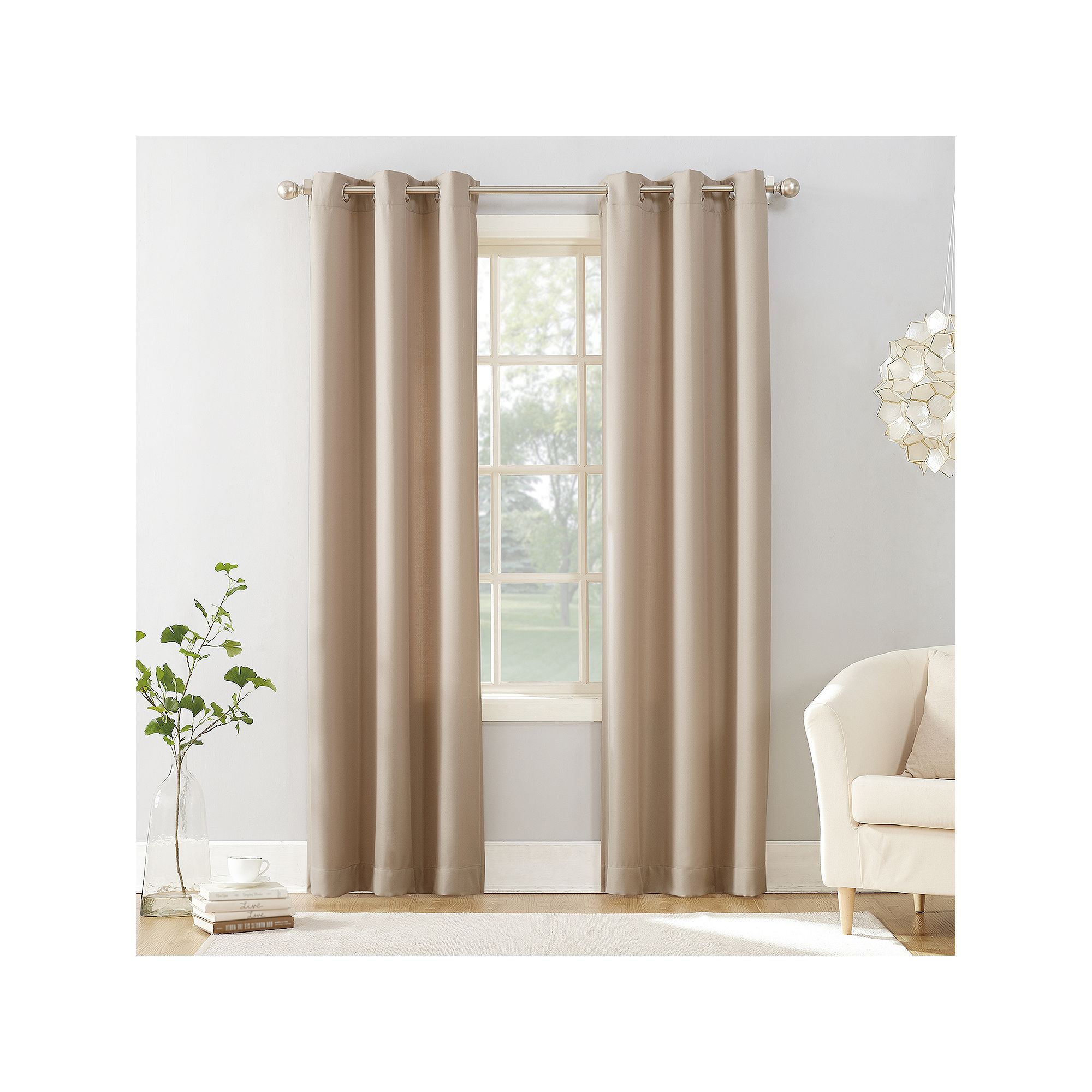 No. 918 Sora Casual Textured Semi-Sheer Grommet Window Curtain, Oatmeal