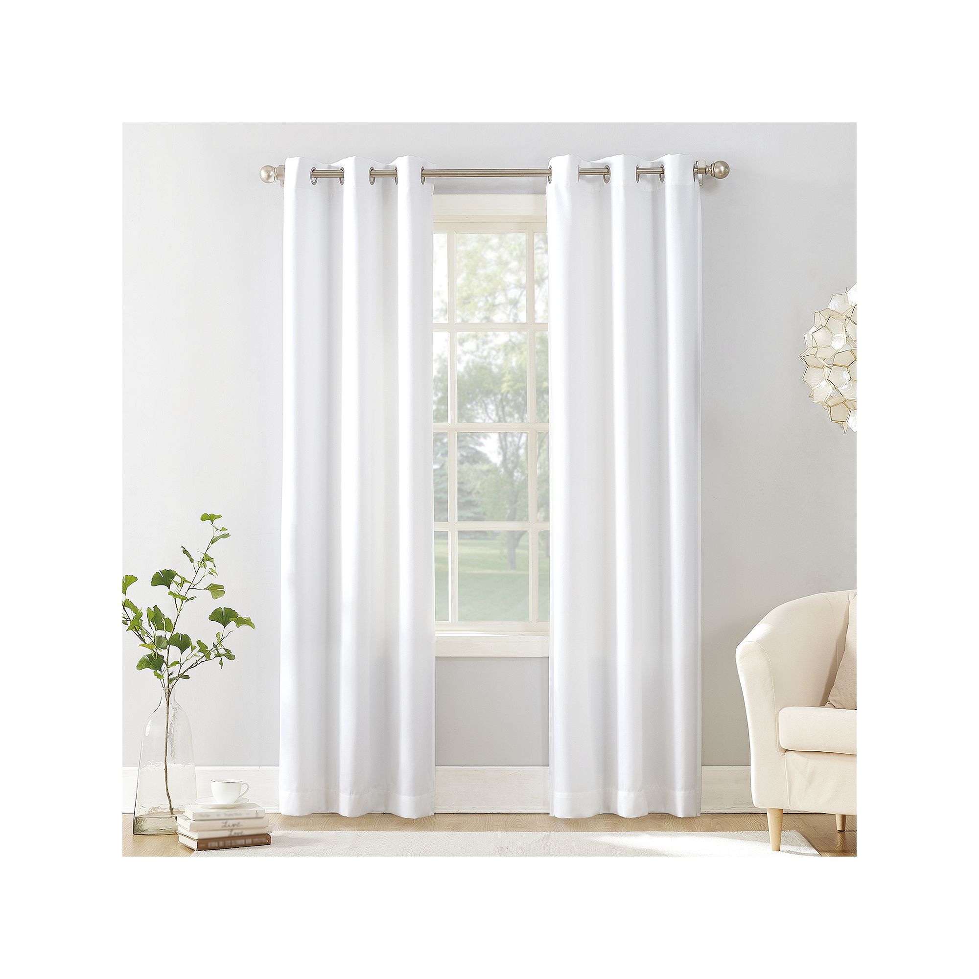 No. 918 Sora Casual Textured Semi-Sheer Grommet Window Curtain, White