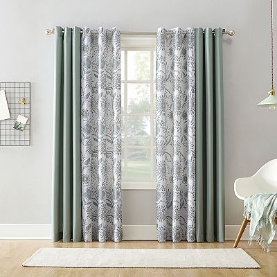 No. 918 Sora Print Textured Semi-Sheer Grommet Single Curtain Panel