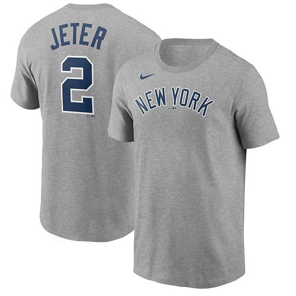 Men's Nike Derek Jeter Gray New York Yankees Name & Number T-Shirt