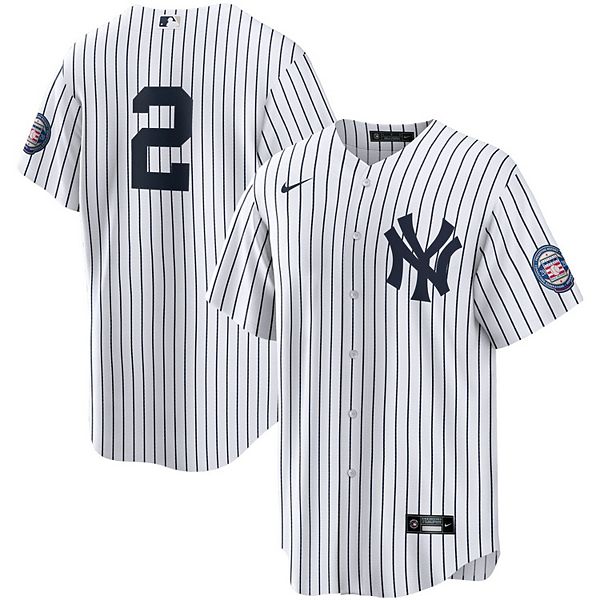 Men's Nike Derek Jeter White/Navy New York Yankees 2020 Hall of Fame Induction Replica Jersey