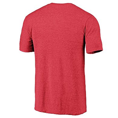 Men's Fanatics Branded Heathered Red Atlanta Braves Weathered Official Logo Tri-Blend T-Shirt