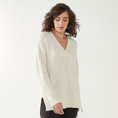 Women's v neck tunic sweater deals
