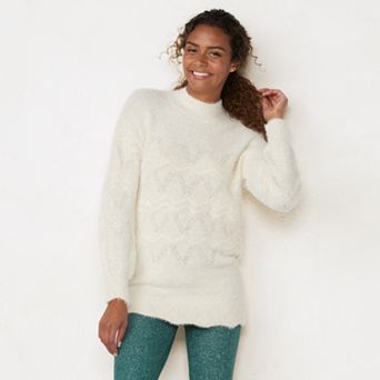 Women's LC Lauren Conrad Eyelash Scallop-Edge Tunic Sweater