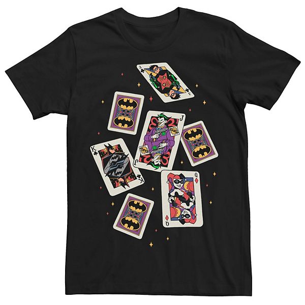 Men S Batman Jokers Wild Playing Card Group Shot Tee