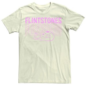 Men's The Flintstones Dino And Pebbles Wavy Text Stack Tee