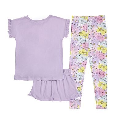 Girls 4-10 Cuddl Duds Top, Shorts & Pants Pajama Set