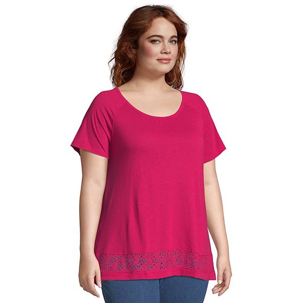 Plus Size Just My Size® Lace Panel Top
