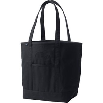Lands' End Open Top Canvas Long Handle Large Tote Bag