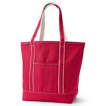 Lands' End Open Top Canvas Long Handle Large Tote Bag