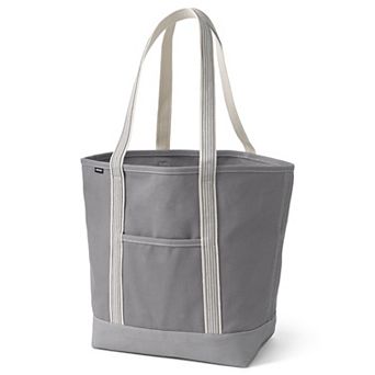Lands' End Open Top Canvas Long Handle Large Tote Bag