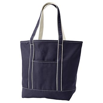 Lands' End Open Top Canvas Long Handle Large Tote Bag