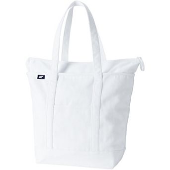 Lands' End Zip Top Canvas Long Handle Large Tote Bag