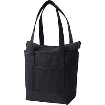 Lands' End Zip Top Canvas Long Handle Medium Tote Bag